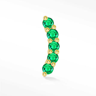 Flat Back Earring Emerald Climber Med 14k Yellow