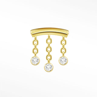 Flat Back Earring Diamond Hidden Helix Dangle 14K Yellow