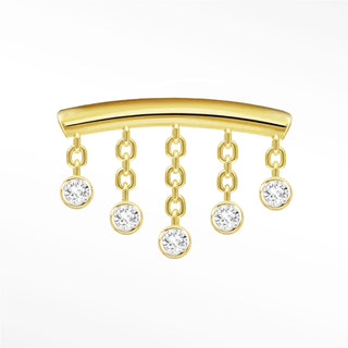 Flat Back Earring Diamond Hidden Helix Dangle 14K Yellow