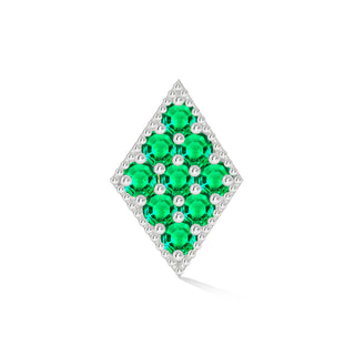 Flat Back Earring Emerald Rhombus 14K White