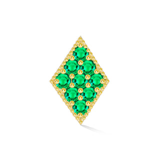 Flat Back Earring Emerald Rhombus 14K Yellow