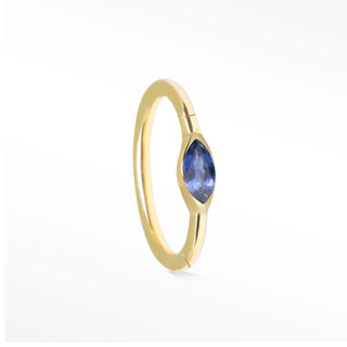 Clicker 18G Blue Sapphire Marquise 14K Yellow