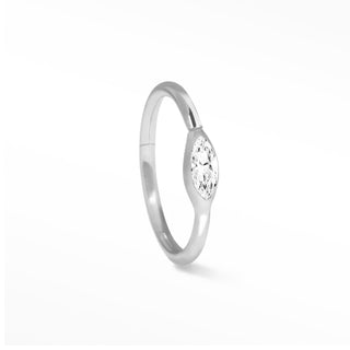 Clicker 18G Moissanite Marquise 14K White