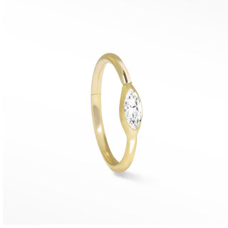 Clicker 18G Moissanite Marquise 14K Yellow
