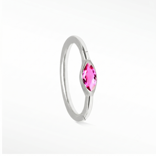 Clicker 16G Pink Sapphire Marquise 14K White
