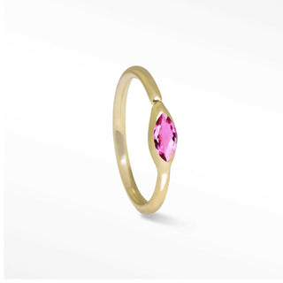 Marquise in Pink Sapphire 14K Yellow Gold Seam Ring 16G