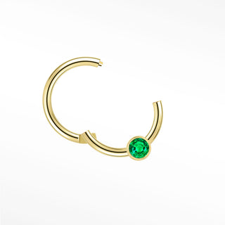 Clicker 16G Emerald Bezel Single 14K Yellow