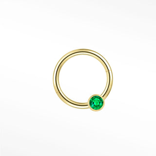 Clicker 16G Emerald Bezel Single 14K Yellow