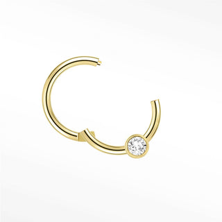 Diamond Round Bezel 16G Clicker 14k Yellow