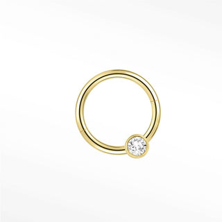 Diamond Round Bezel 16G Clicker 14k Yellow