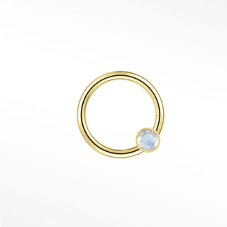 Clicker 16G Moonstone Bezel Single 14K Yellow