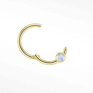 Clicker 16G Moonstone Bezel Single 14K Yellow