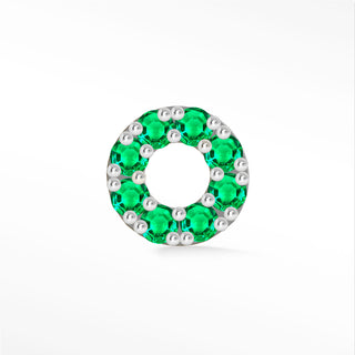 Flat Back Earring Emerald Donut 14K White