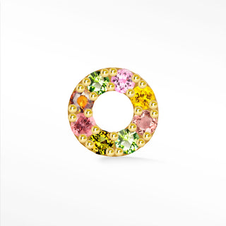 Flat Back Earring Multi Tourmaline Donut 14K Yellow