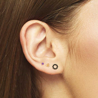 Amethyst Flat Back Earring Gemstone 2mm 14k Yellow - Nina Wynn