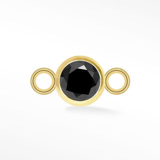 Wholesale Brilliant Round Natural Gemstone 14k Yellow Gold Simple Bezel Connectors for Permanent Jewelry