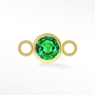 Wholesale Brilliant Round Natural Gemstone 14k Yellow Gold Simple Bezel Connectors for Permanent Jewelry