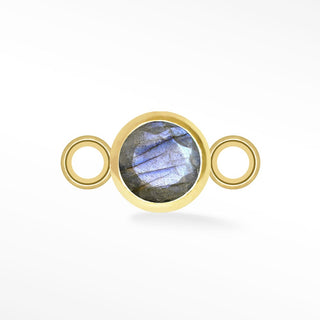 Wholesale Brilliant Round Natural Gemstone 14k Yellow Gold Simple Bezel Connectors for Permanent Jewelry