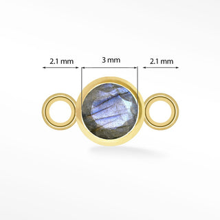 Wholesale Brilliant Round Natural Gemstone 14k Yellow Gold Simple Bezel Connectors for Permanent Jewelry