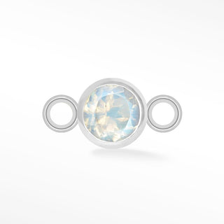 Wholesale Brilliant Round Natural Gemstone 14k White Gold Simple Bezel Connectors for Permanent Jewelry