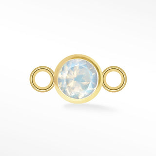 Wholesale Brilliant Round Natural Gemstone 14k Yellow Gold Simple Bezel Connectors for Permanent Jewelry