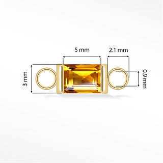 Wholesale Baguette 5x3mm Natural Gemstone Gold 14K Connectors for Permanent Jewelry