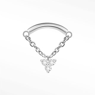 Flat Back Earring Diamond Trinity Hidden Helix Dangle 14K White