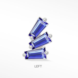 Flat Back Earring Blue Sapphire The Tapered Baguette 14k White