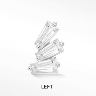 Moissanite Flat Back Earring Baguette 14k White