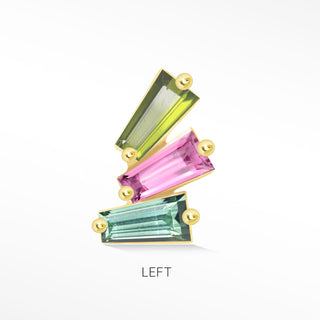 Flat Back Earring Multi Tourmaline The Tapered Baguette 14k Yellow
