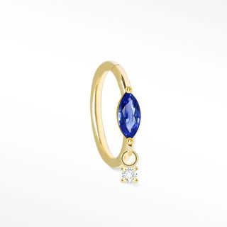 Blue Sapphire Movement 16G Clicker 14K Yellow