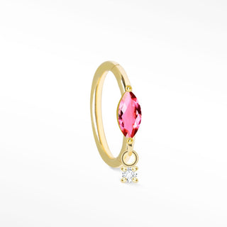 Pink Sapphire Movement 16G Clicker 14K Yellow