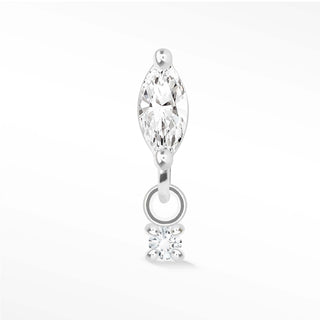 Flat Back Earring Moissanite Movement 14k White