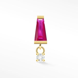 Pink Sapphire Flat Back Earring Tapered Baguette 14k Yellow