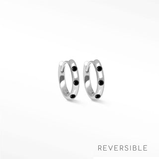 Ellie Black Diamond 14k White Gold Reversible Huggies 11mm