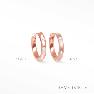 Ellie Diamond 14k Rose Gold Reversible Huggies 13mm