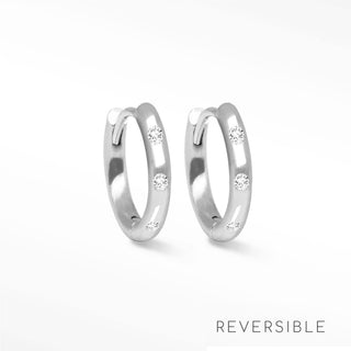 Ellie Diamond 14k White Gold Reversible Huggies 15mm