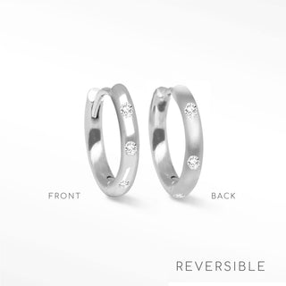 Ellie Diamond 14k White Gold Reversible Huggies 15mm