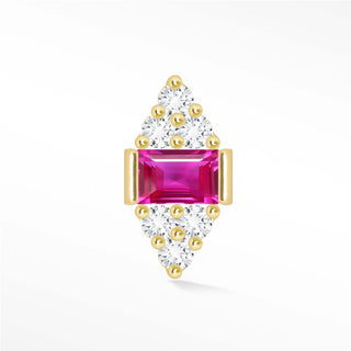 Flat Back Earring Pink Sapphire Regal 14K Yellow