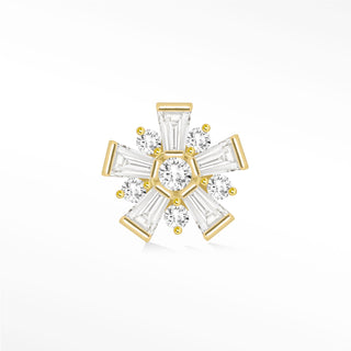 Flat Back Earring Moissanite Snow Flower 14K Yellow