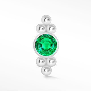Flat Back Earring Emerald Bubble Crown 14K White