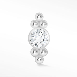 Flat Back Earring Diamond Bubble Crown 14K White