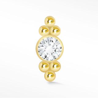 Flat Back Earring Diamond Bubble Crown 14K Yellow