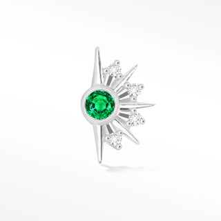Flat Back Earring Emerald Demi Urchin 14K White