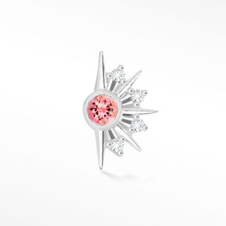 Flat Back Earring Pink Tourmaline Demi Urchin 14K White