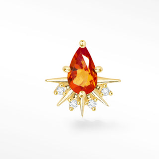Flat Back Earring Padparadscha Sapphire Princess 14K Yellow