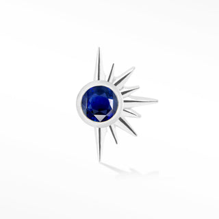 Flat Back Earring Blue Sapphire Demi Star 14k White