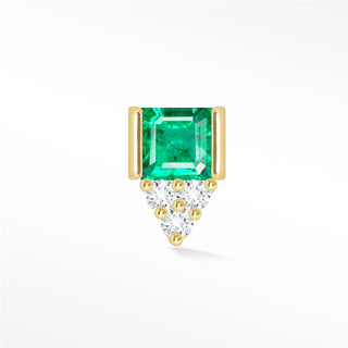 Flat Back Earring Emerald Princess 14K Yellow