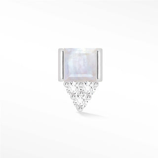 Flat Back Earring Moonstone Princess 14K White