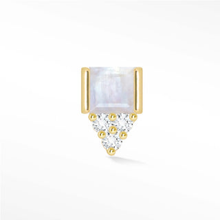 Flat Back Earring Moonstone Princess 14K Yellow
